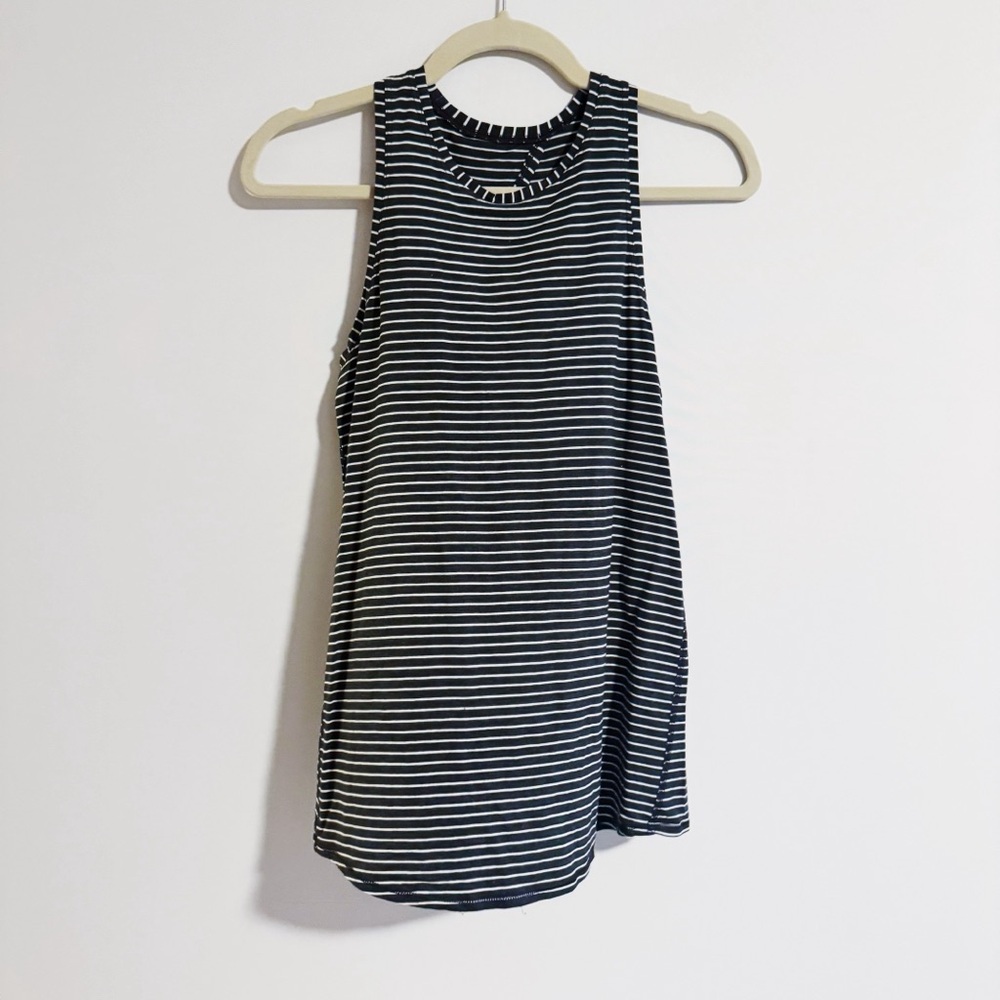Lululemon - All Tied Up Dark Gray and White Striped Tank Top
